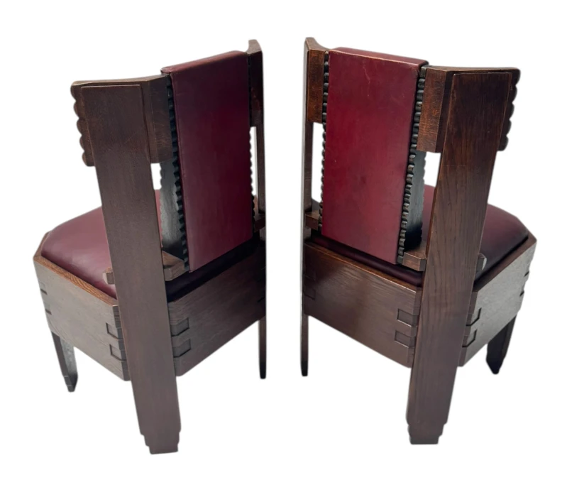 Two Art Deco Amsterdamse School Side Chairs Eibink & Snellebrand Style, 1920s